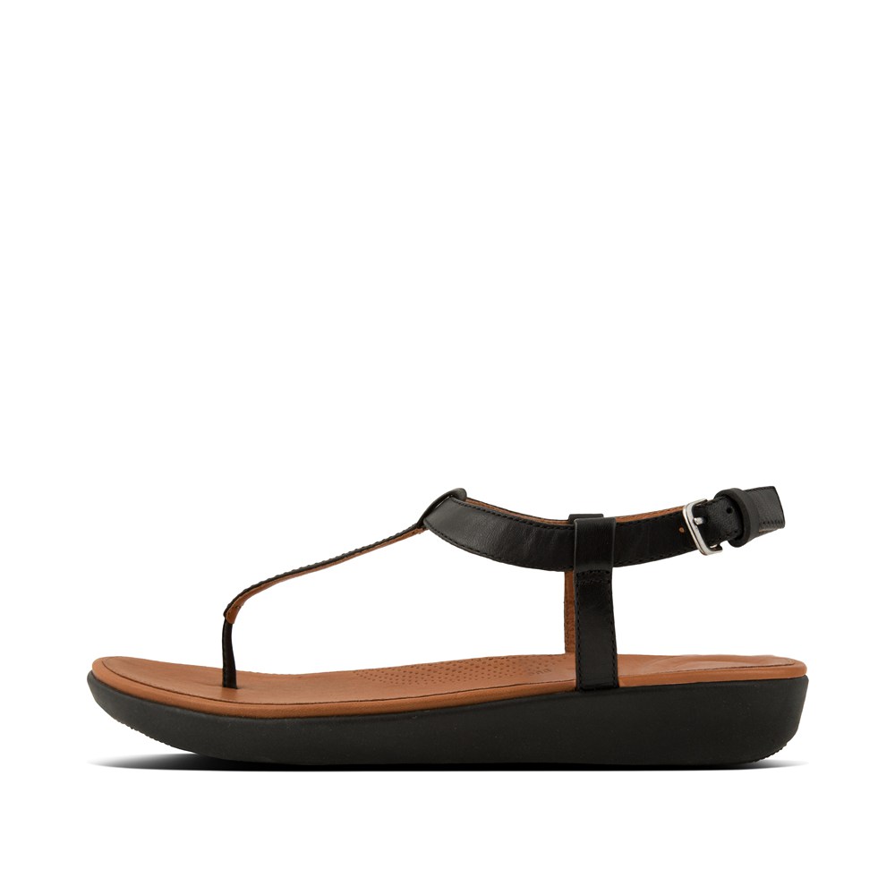 Fitflop Womens Sandals Black - Tia Leather - 94PSCARLF